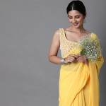 Yellow Solid Pure Georgette Saree