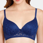 Women Blue Floral Lightly Padded Bra