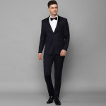 Men Navy Blue Solid Slim-Fit Single-Breasted Two-Piece Party Suit